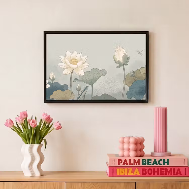 Canvas met lijst - Lotus - Bloemen - Groen — 8