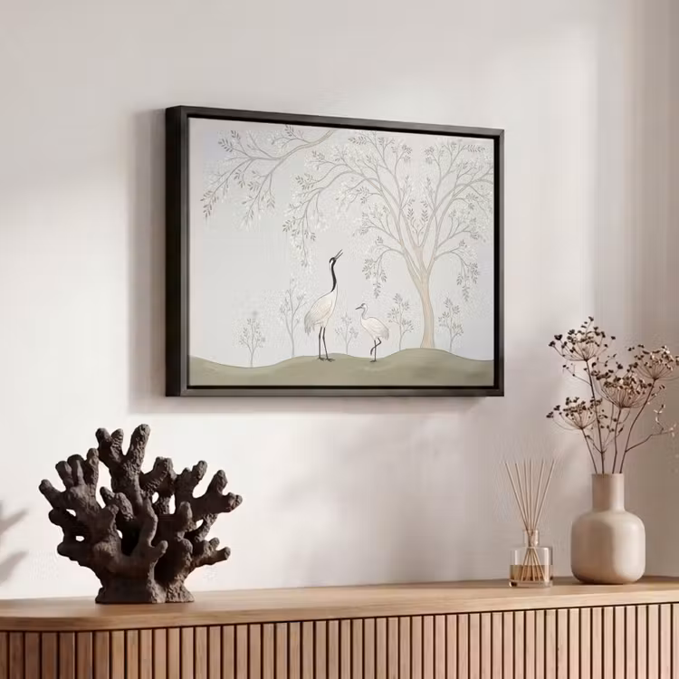 Canvas met lijst - Minimalistisch - Kraanvogels - Blauw — 6