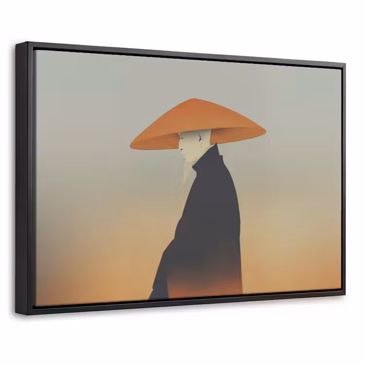 Canvas met lijst - Minimalistisch - Silhouet - Oranje — 1