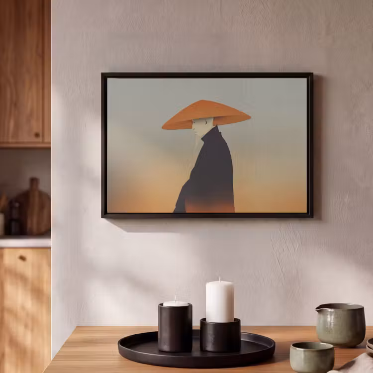 Canvas met lijst - Minimalistisch - Silhouet - Oranje — 2