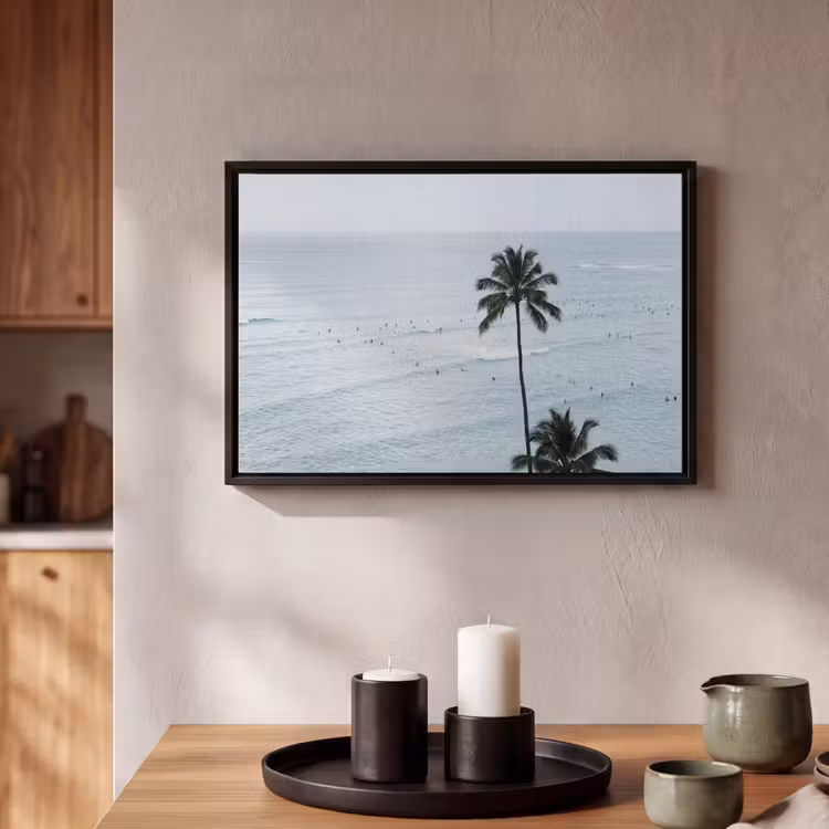 Canvas met lijst - Oceaan - Palmbomen - Surfers — 2