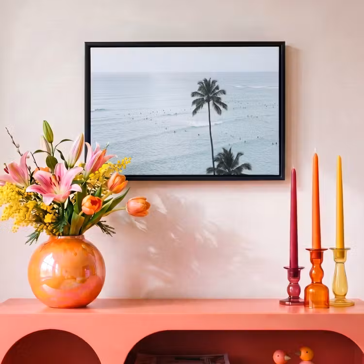 Canvas met lijst - Oceaan - Palmbomen - Surfers — 4