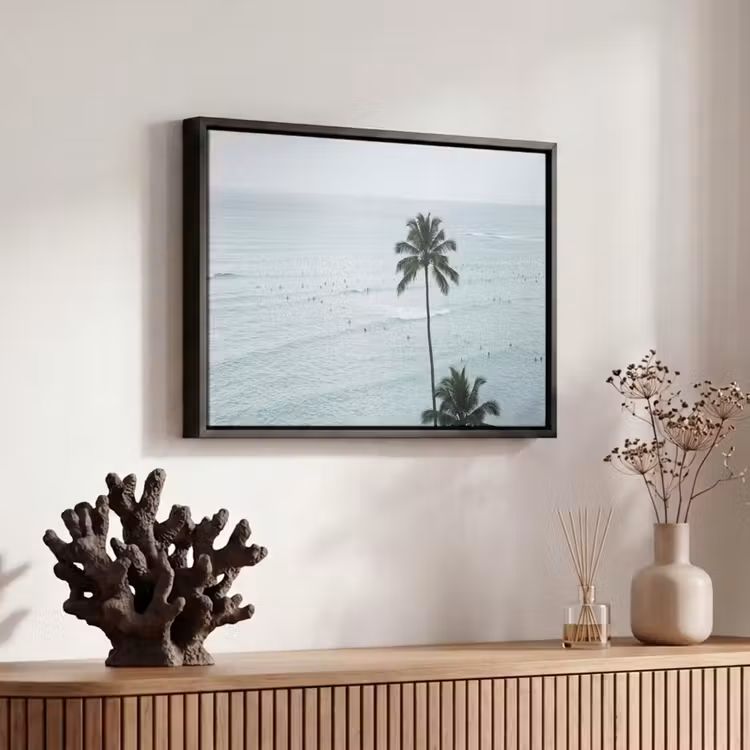 Canvas met lijst - Oceaan - Palmbomen - Surfers — 6