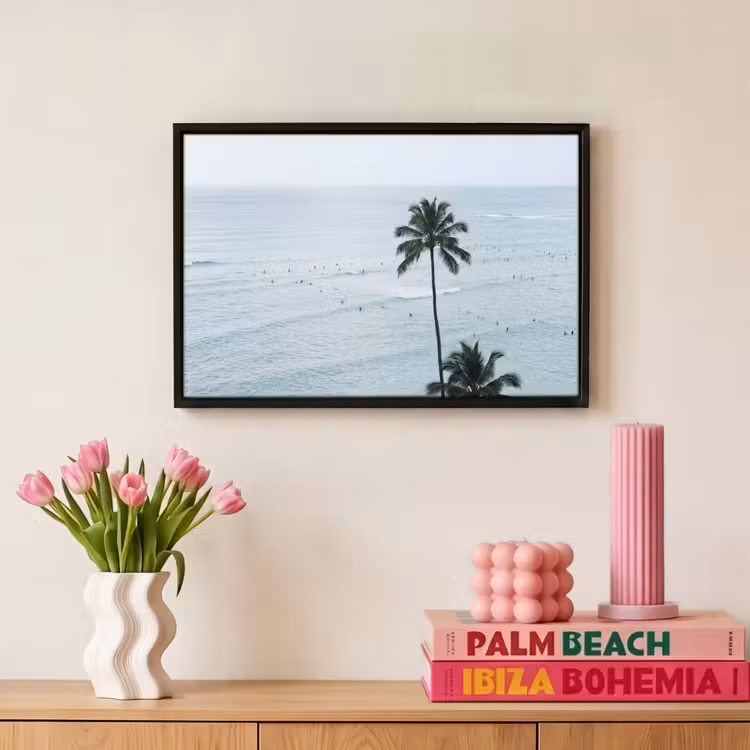 Canvas met lijst - Oceaan - Palmbomen - Surfers — 8