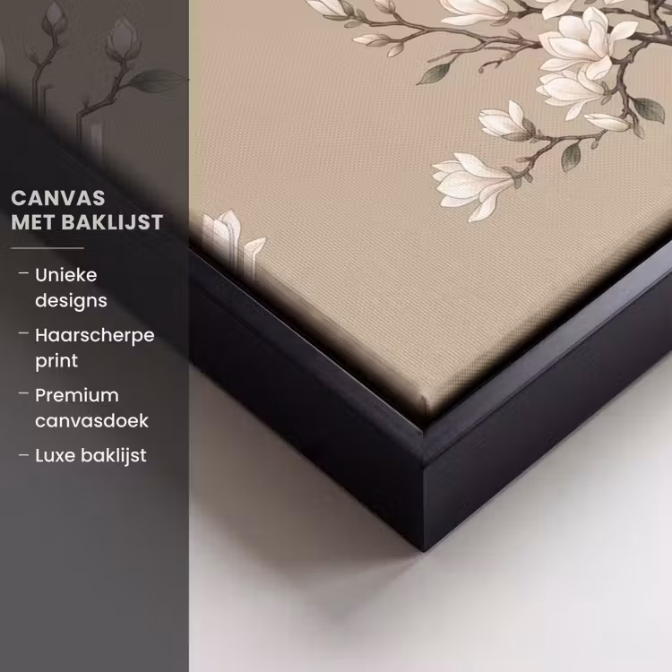 Canvas met lijst - Oosters - Vogels - Beige — 5
