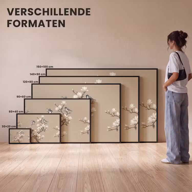 Canvas met lijst - Oosters - Vogels - Beige — 7