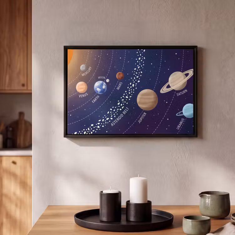 Canvas met lijst - Planetenstelsel - Ruimte - Illustratie — 2
