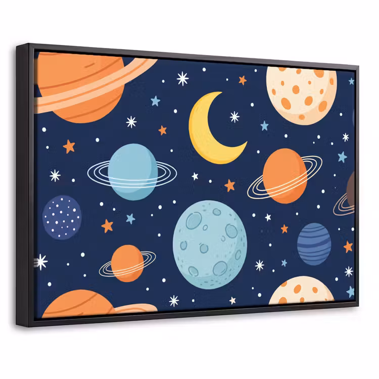 Canvas met lijst - Ruimte - Planeten - Kleurrijk — 1