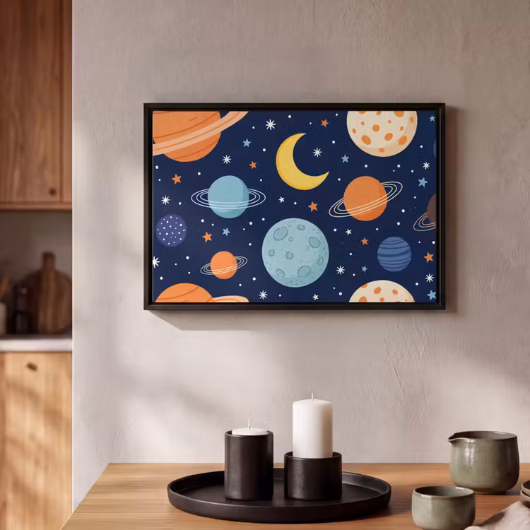 Canvas met lijst - Ruimte - Planeten - Kleurrijk — 2