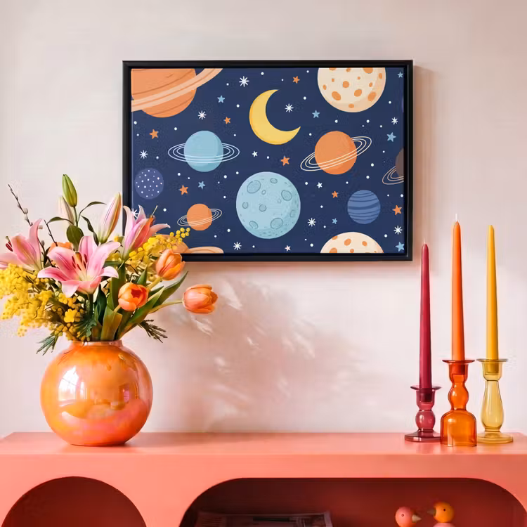 Canvas met lijst - Ruimte - Planeten - Kleurrijk — 4