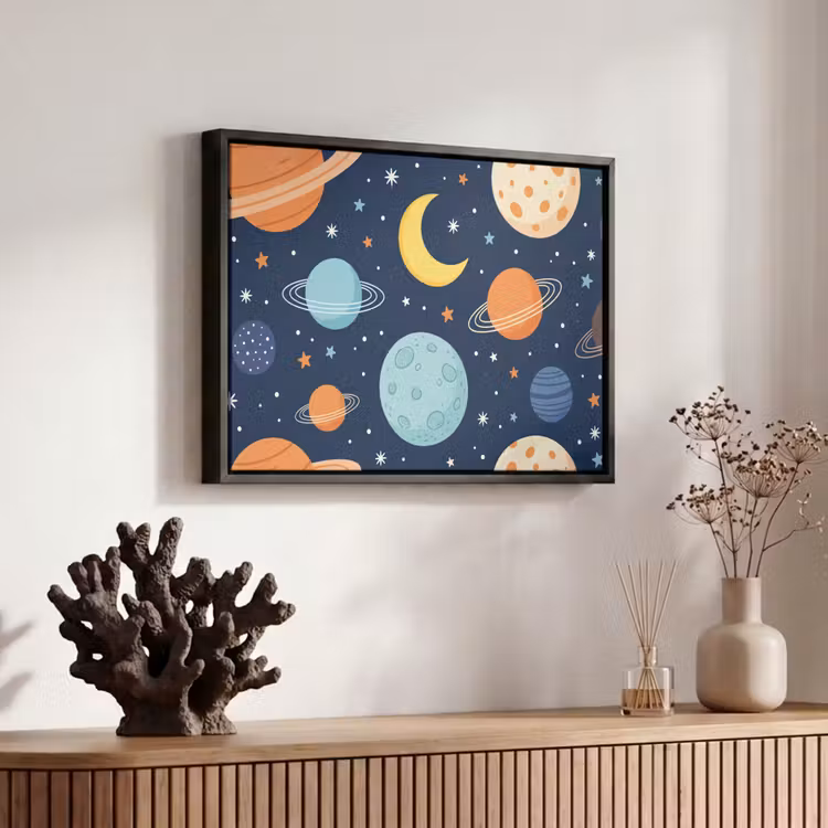 Canvas met lijst - Ruimte - Planeten - Kleurrijk — 6
