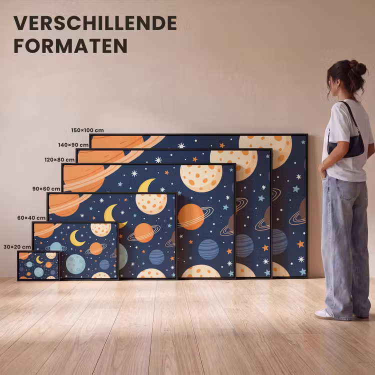 Canvas met lijst - Ruimte - Planeten - Kleurrijk — 7