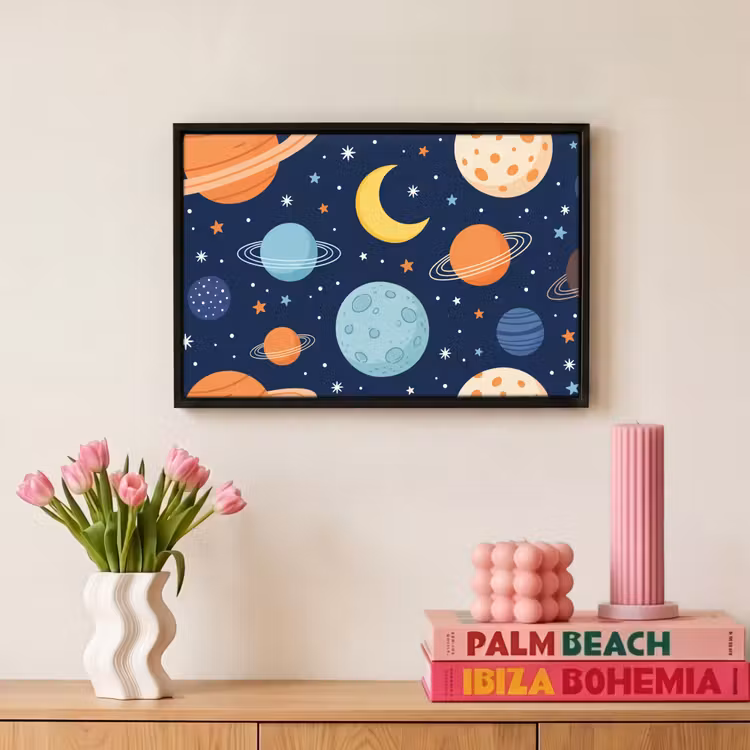 Canvas met lijst - Ruimte - Planeten - Kleurrijk — 8