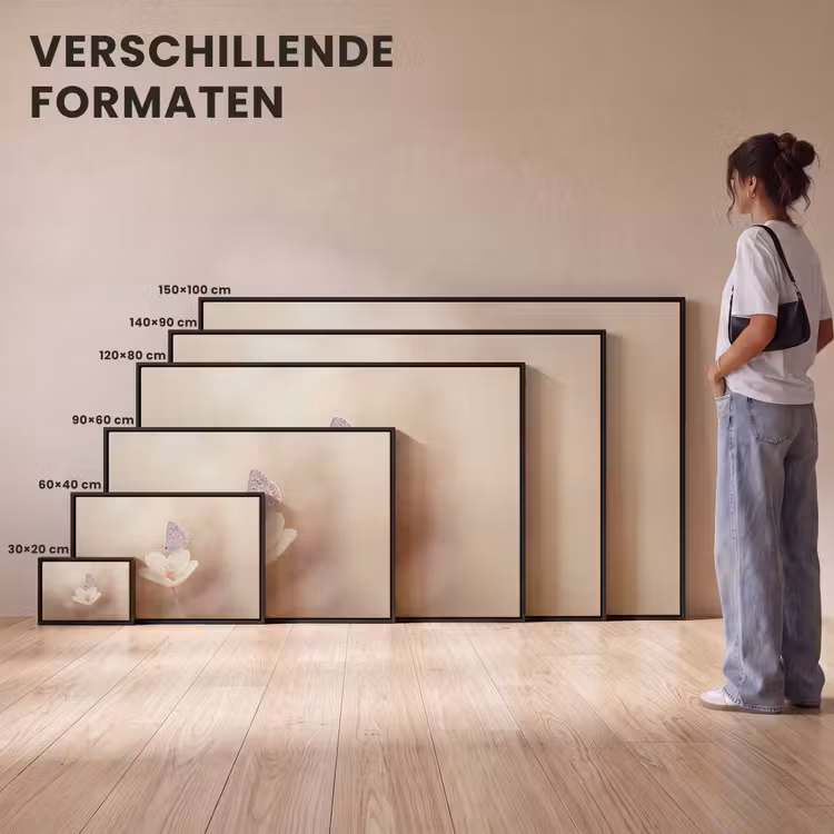 Canvas met lijst - Vlinder - Bloem - Blauw — 7