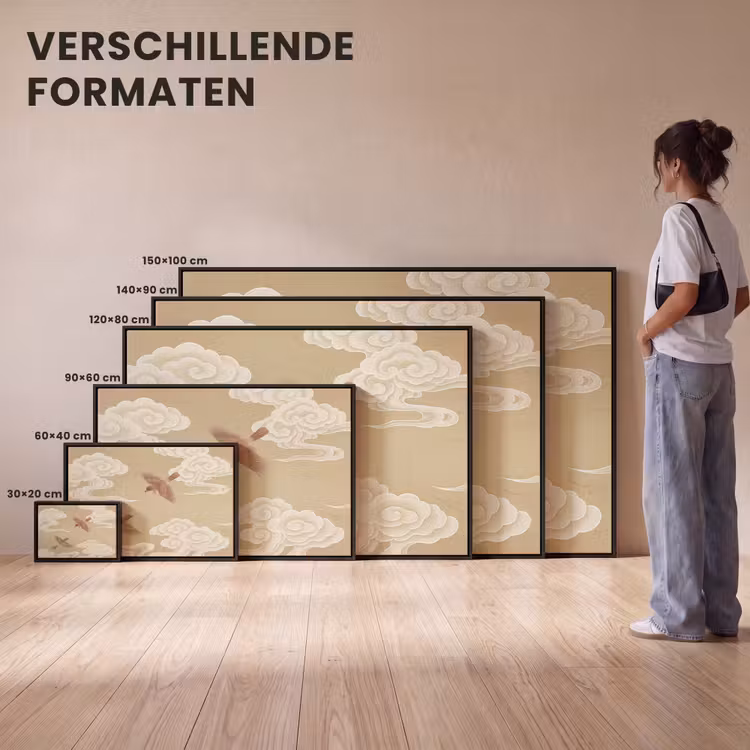 Canvas met lijst - Vogels - Vliegen - Beige — 7
