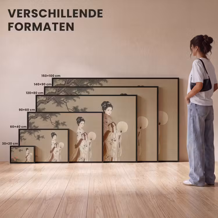 Canvas met lijst - Vrouw - Azië - Kunst - Beige — 7