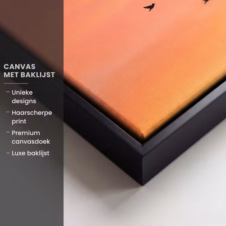 Canvas met lijst - Zwerm - Vogels - Oranje — 5