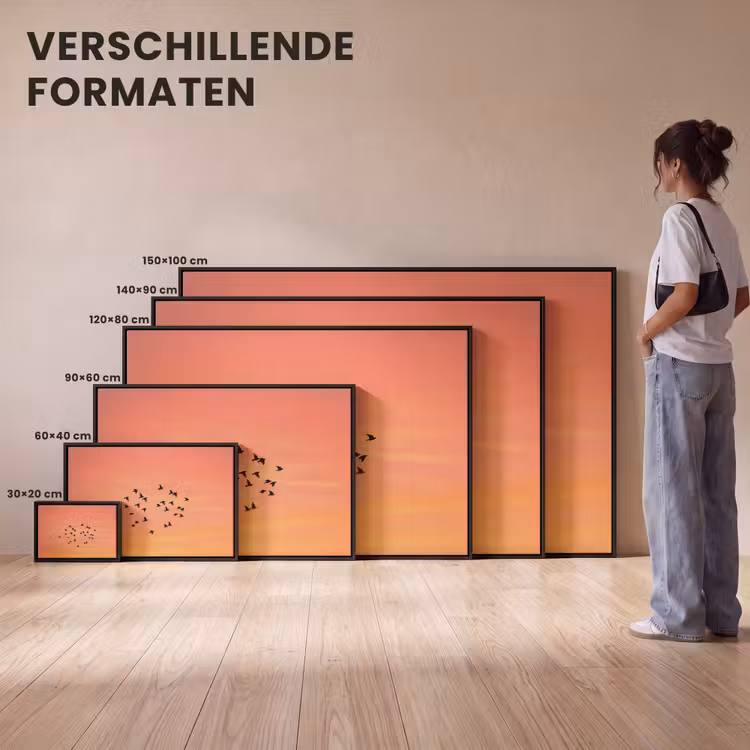 Canvas met lijst - Zwerm - Vogels - Oranje — 7