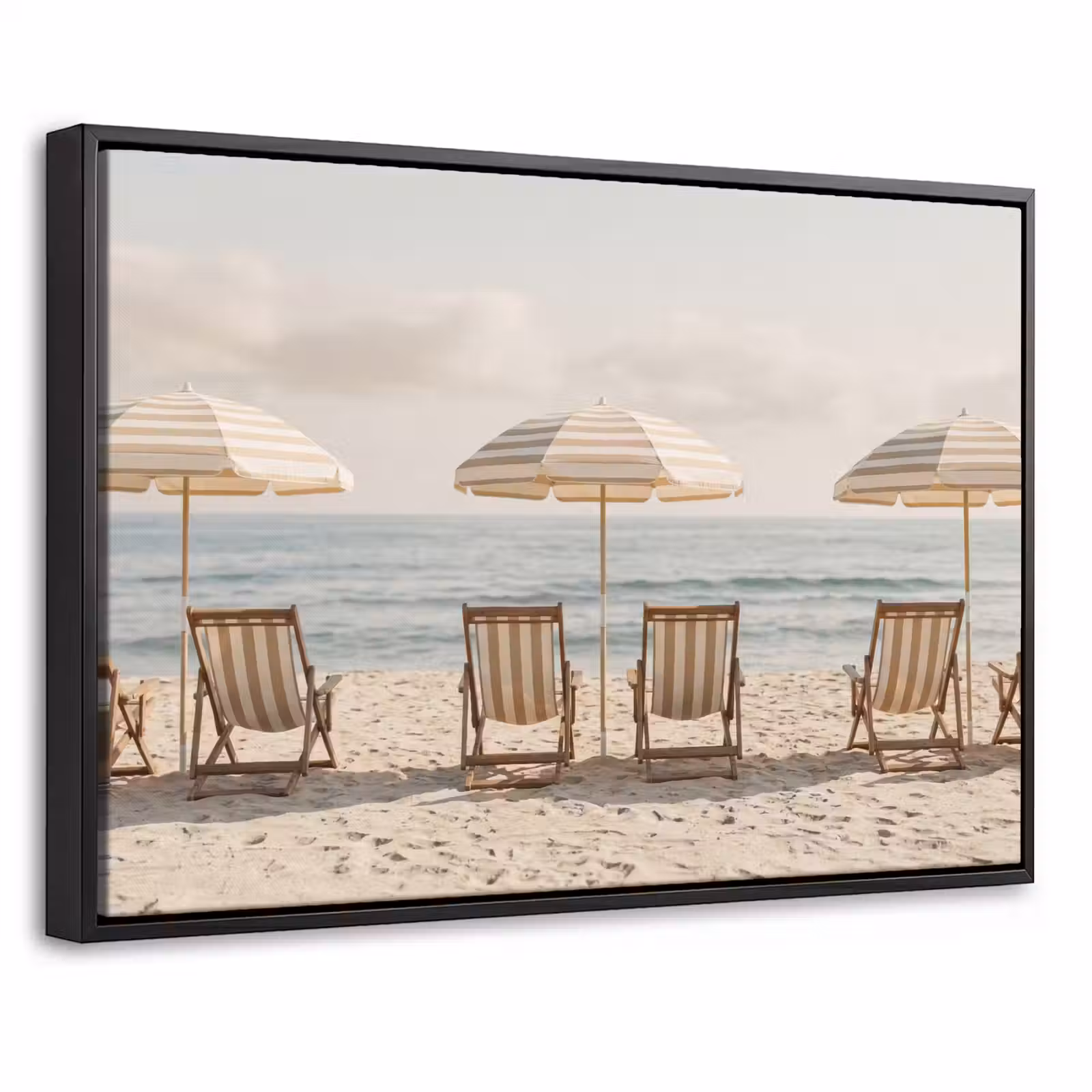 Canvas met lijst - Strand - Stoelen - Parasol — 1
