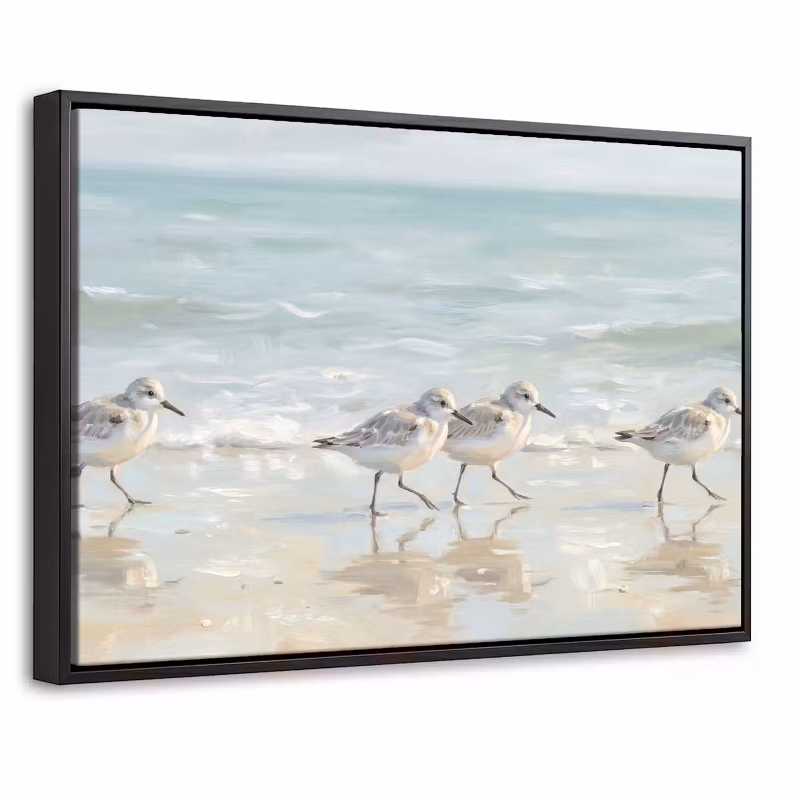 Canvas met lijst - Vogels - Strand - Zee — 1