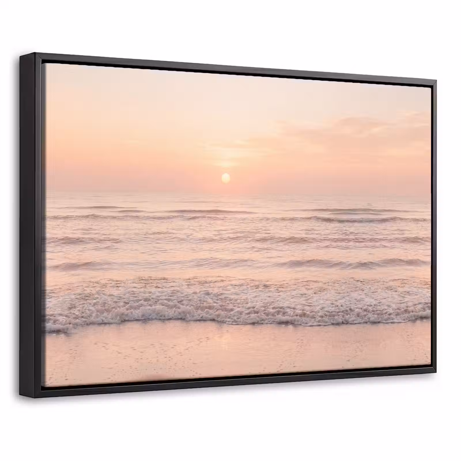 Canvas met lijst - Zon - Strand - Roze — 1