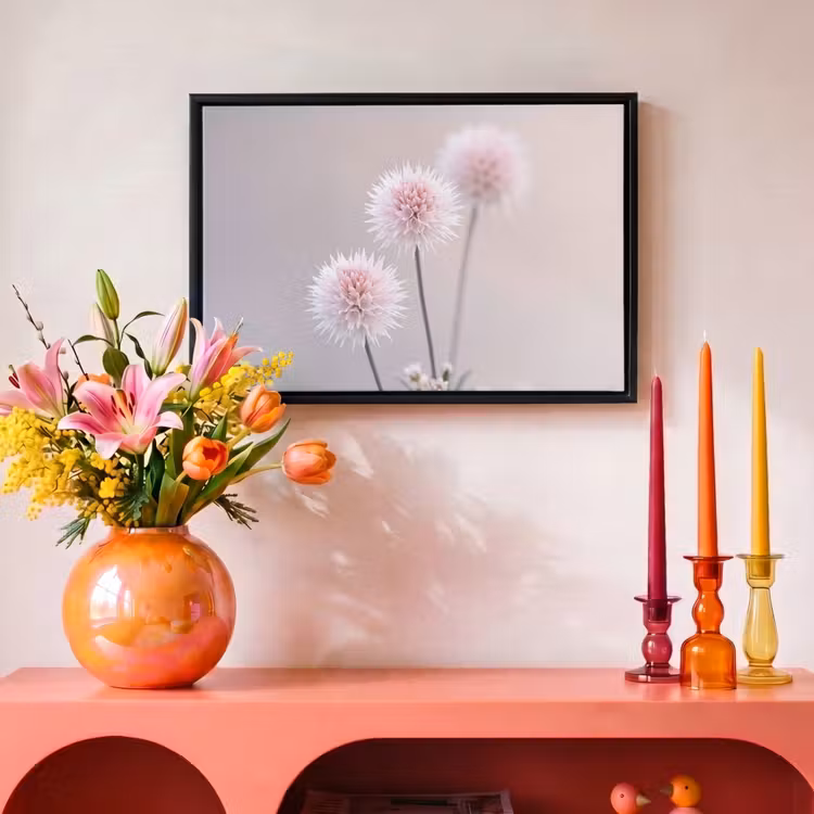 Canvas met lijst - Bloemen - Bollen - Roze — 4