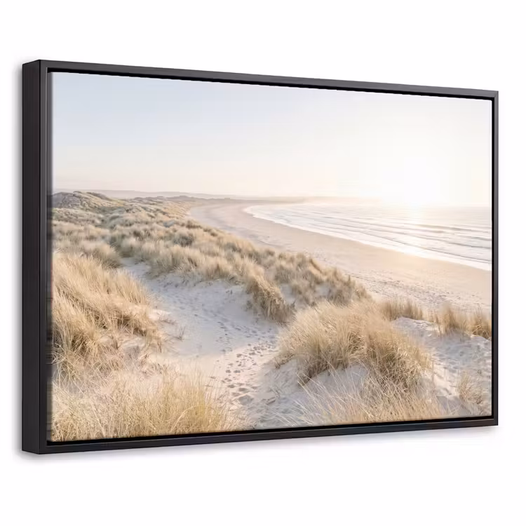 Canvas met lijst - Duinen - Strand - Beige — 1