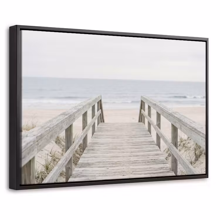 Canvas met lijst - Duinen - Vlonder - Oceaan — 1