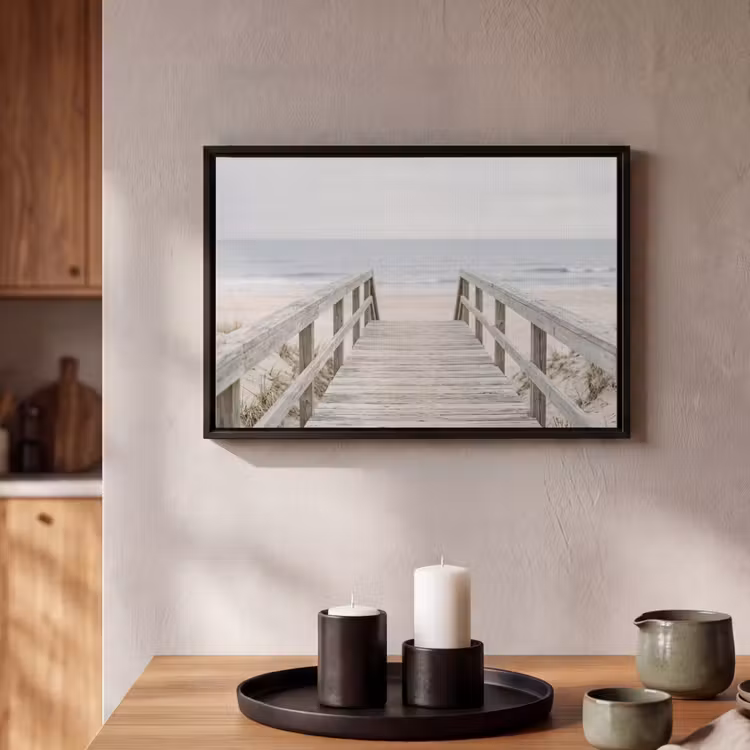 Canvas met lijst - Duinen - Vlonder - Oceaan — 2