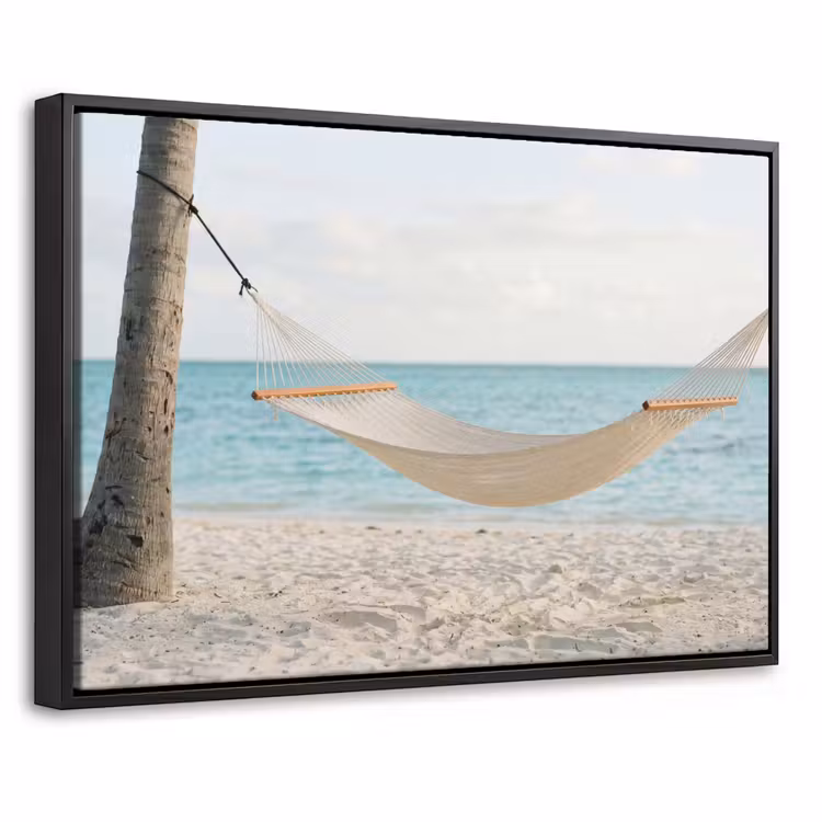 Canvas met lijst - Hangmat - Strand - Wit — 1