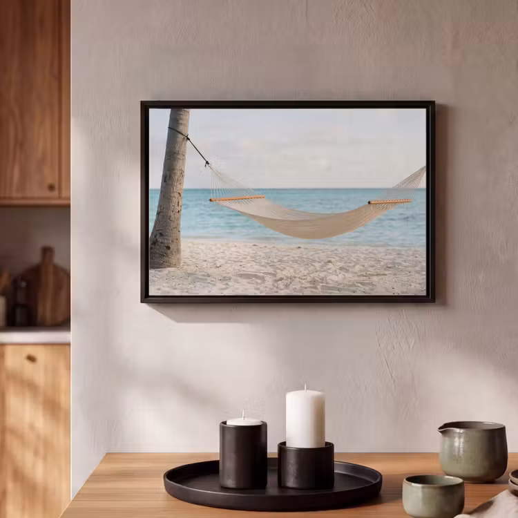 Canvas met lijst - Hangmat - Strand - Wit — 2