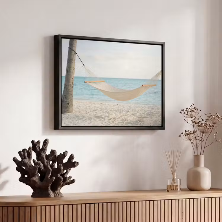 Canvas met lijst - Hangmat - Strand - Wit — 6