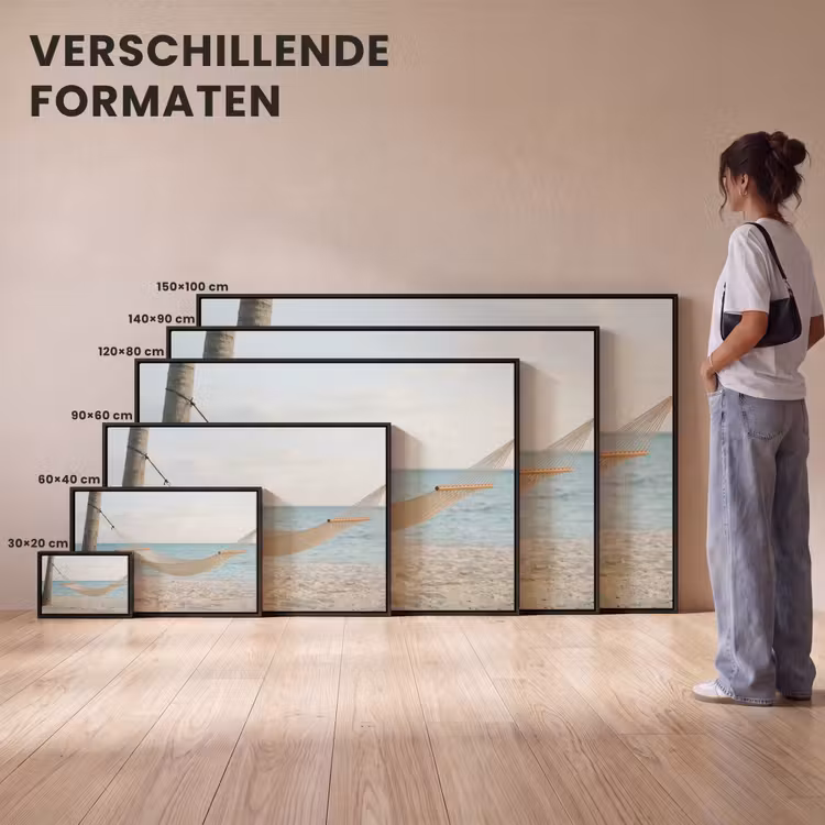 Canvas met lijst - Hangmat - Strand - Wit — 7