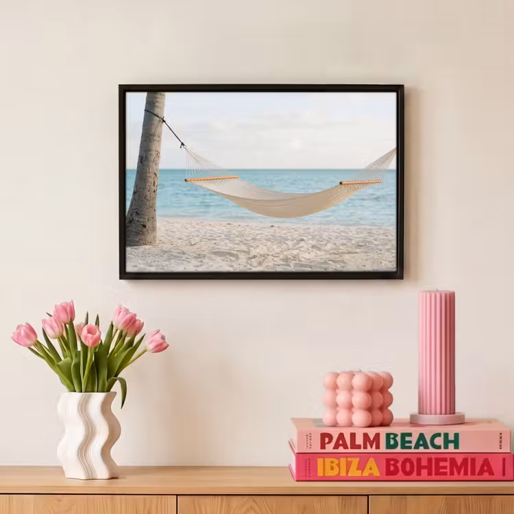 Canvas met lijst - Hangmat - Strand - Wit — 8