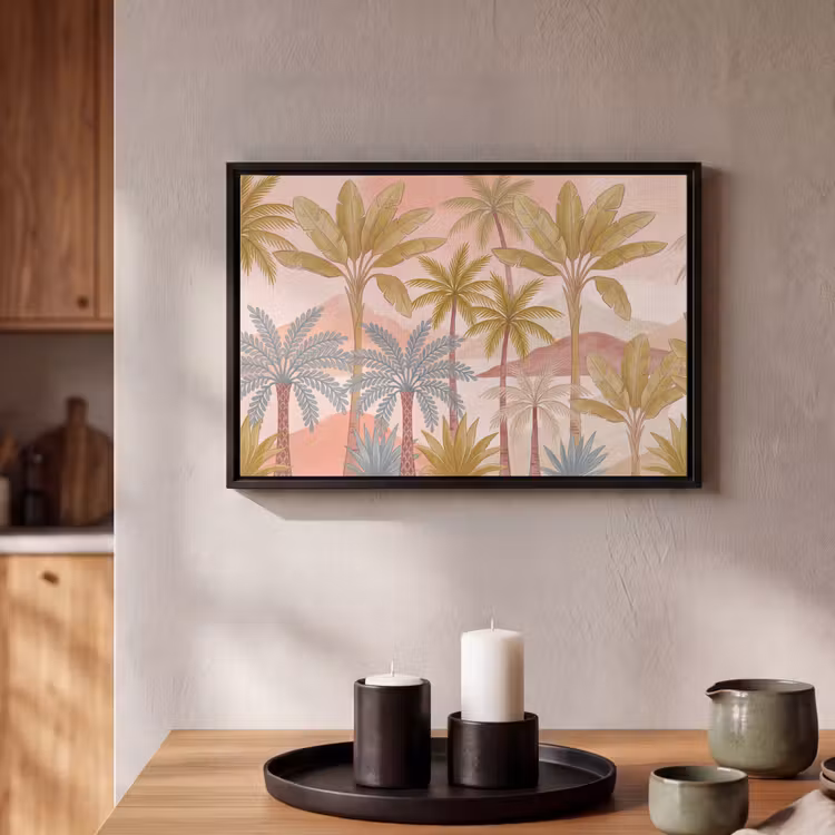 Canvas met lijst - Illustratie - Palmbomen - Kleurrijk — 2