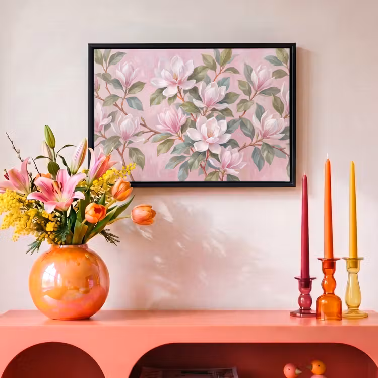Canvas met lijst - Magnolia's - Patroon - Roze — 4
