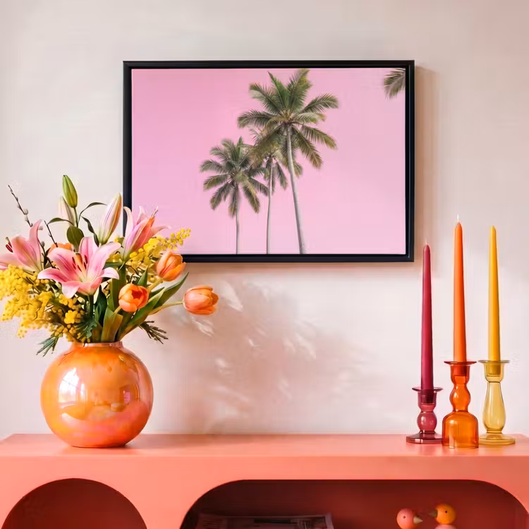 Canvas met lijst - Palmboom - Tropisch - Pink — 4