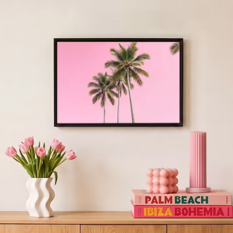 Canvas met lijst - Palmboom - Tropisch - Pink — 8