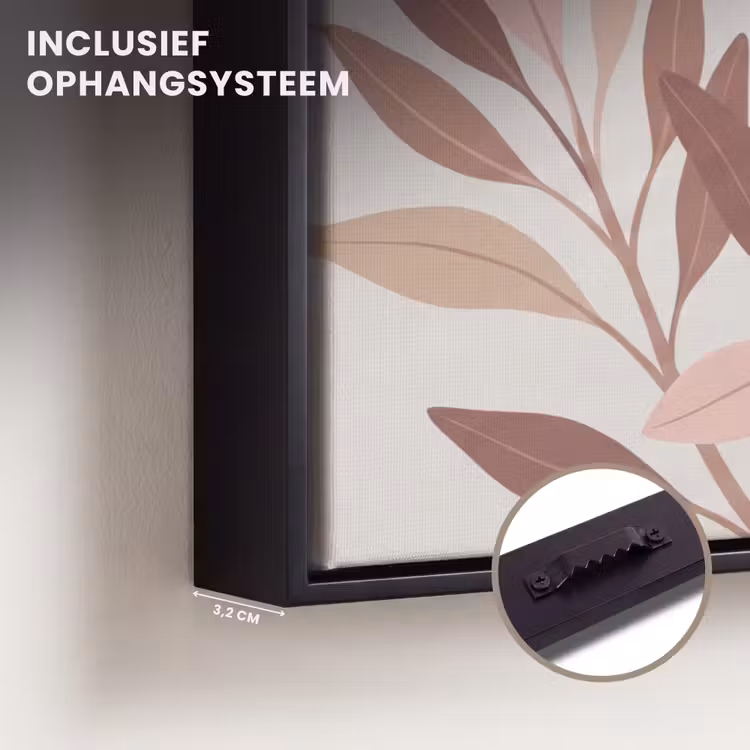 Canvas met lijst - Protea - Bloem - Botanisch - Beige — 3