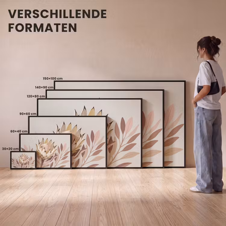 Canvas met lijst - Protea - Bloem - Botanisch - Beige — 7
