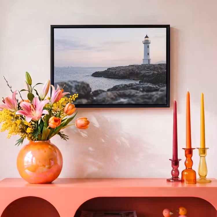 Canvas met lijst - Rotsen - Vuurtoren - Wit — 4