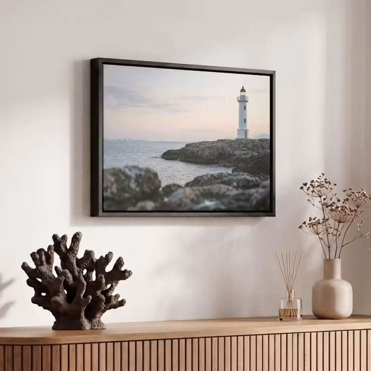 Canvas met lijst - Rotsen - Vuurtoren - Wit — 6
