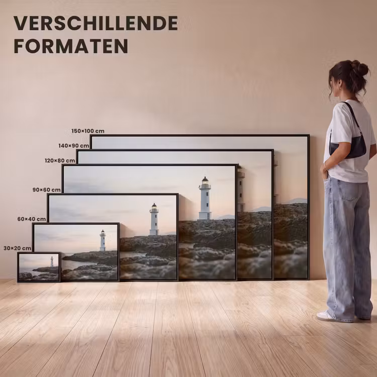 Canvas met lijst - Rotsen - Vuurtoren - Wit — 7