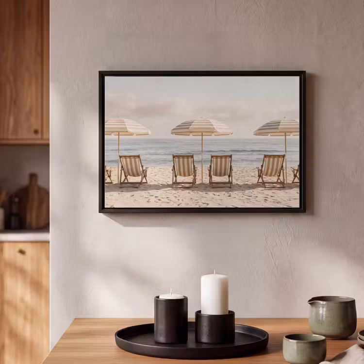 Canvas met lijst - Strand - Stoelen - Parasol — 2