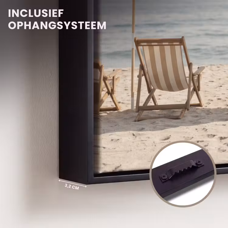 Canvas met lijst - Strand - Stoelen - Parasol — 3