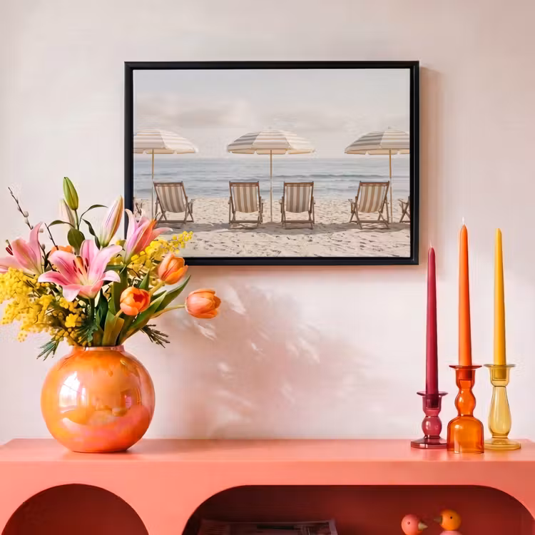 Canvas met lijst - Strand - Stoelen - Parasol — 4