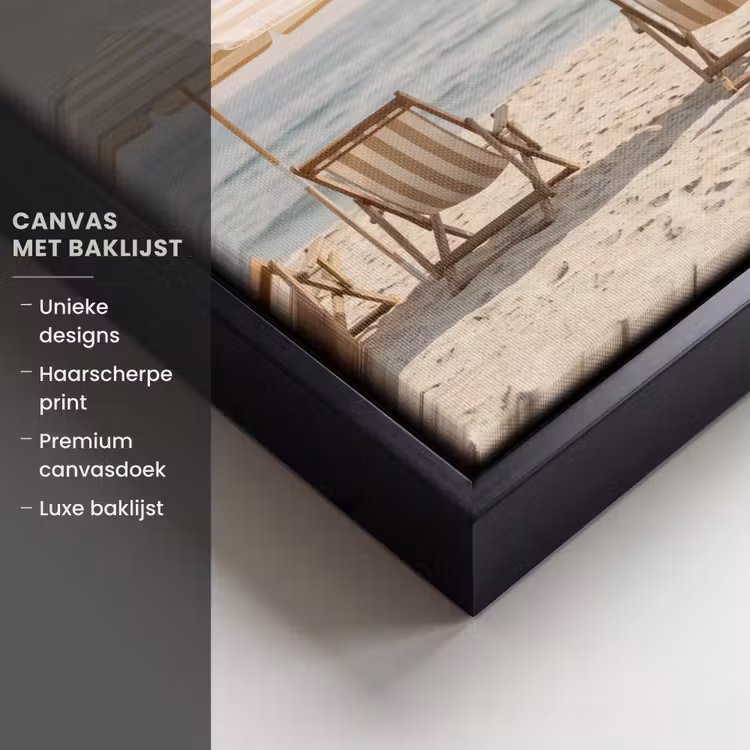 Canvas met lijst - Strand - Stoelen - Parasol — 5