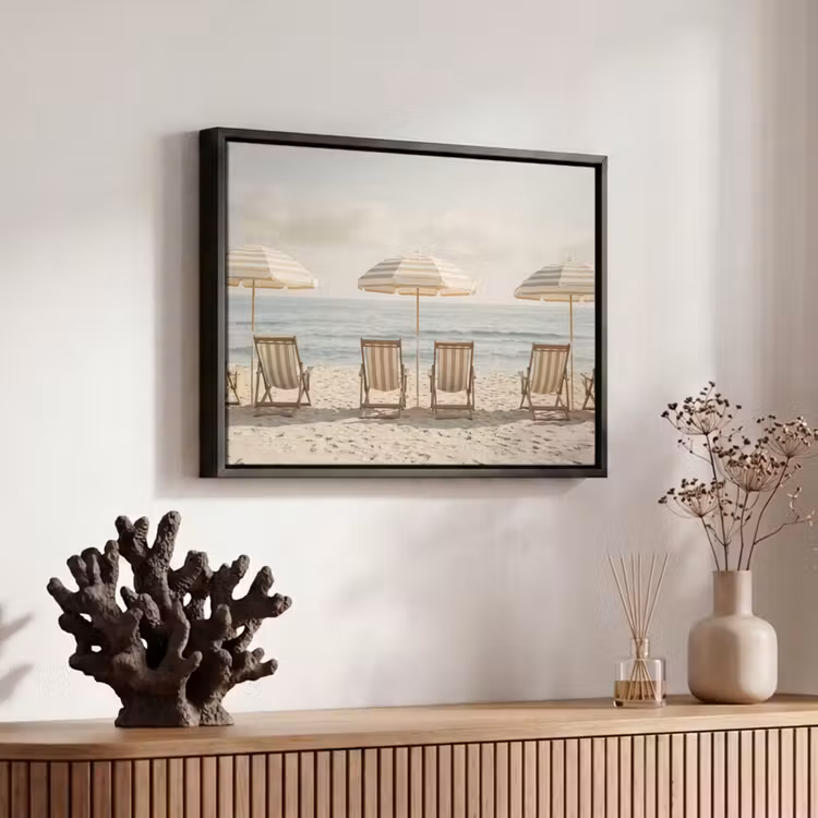 Canvas met lijst - Strand - Stoelen - Parasol — 6