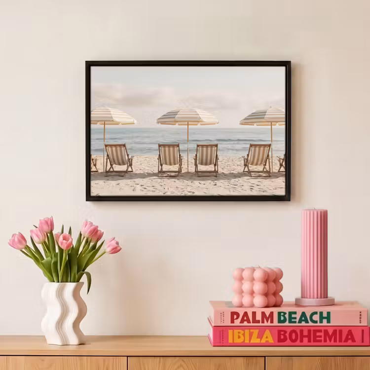 Canvas met lijst - Strand - Stoelen - Parasol — 8