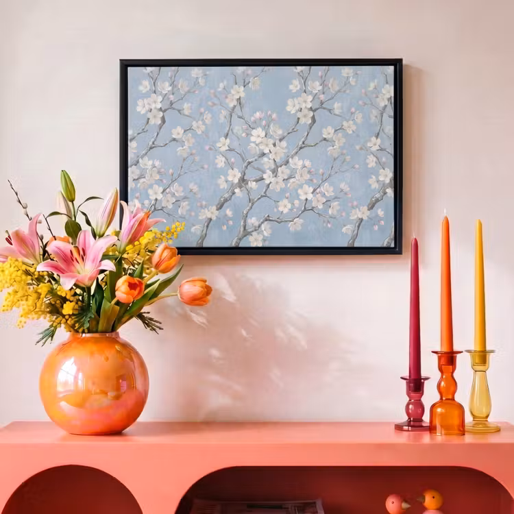 Canvas met lijst - Takken - Kersenbloesem - Blauw — 4